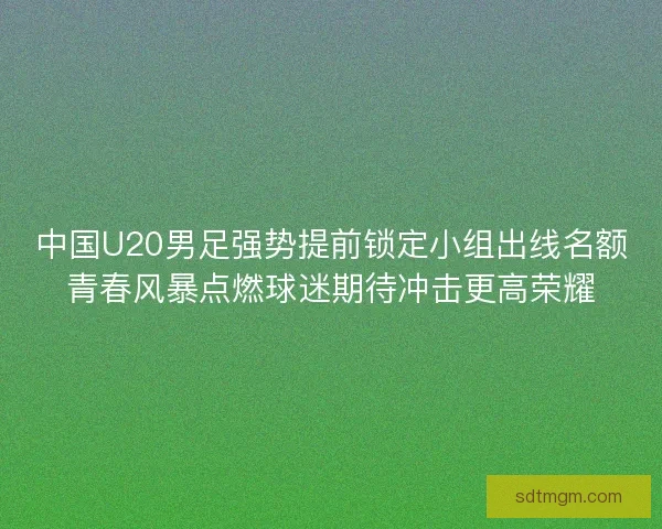 中国U20男足强势提前锁定小组出线名额青春风暴点燃球迷期待冲击更高荣耀